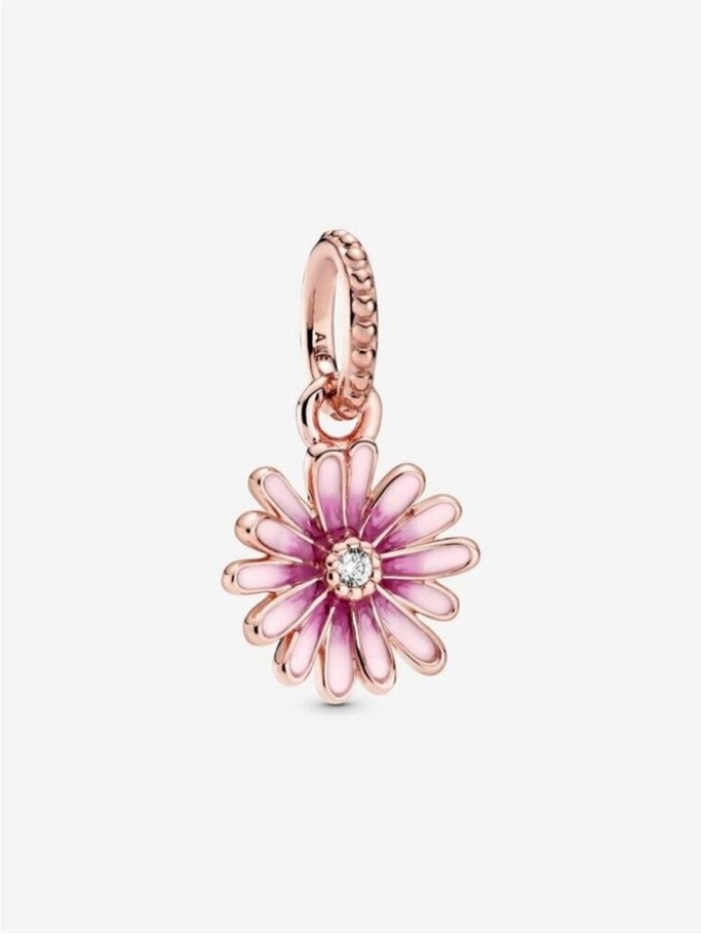 Pandora Rose Gold Pink Enamel Daisy Charm Pendant